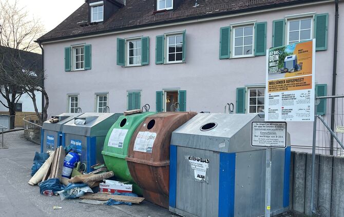 Restmüll wie Teppiche, Bretter, Säcke mit Unrat landen immer wieder an den Standorten für Recycling-Container. Hier am Haus der