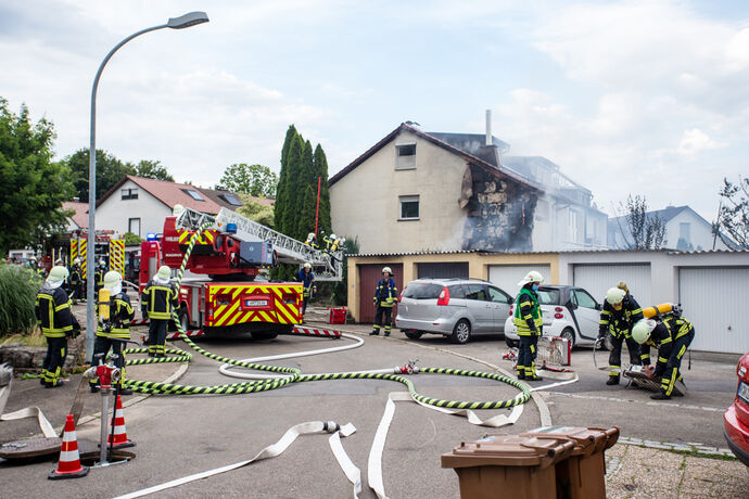 Brand, Schlesierweg, Waiblingen, 14.07.2020.