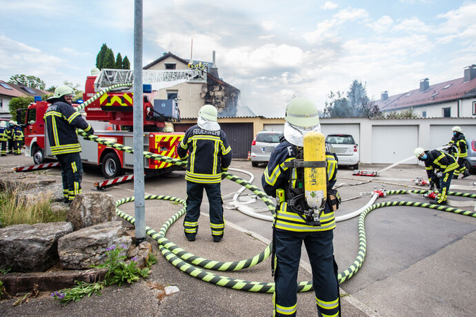 Brand, Schlesierweg, Waiblingen, 14.07.2020.