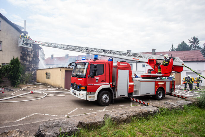 Brand, Schlesierweg, Waiblingen, 14.07.2020.