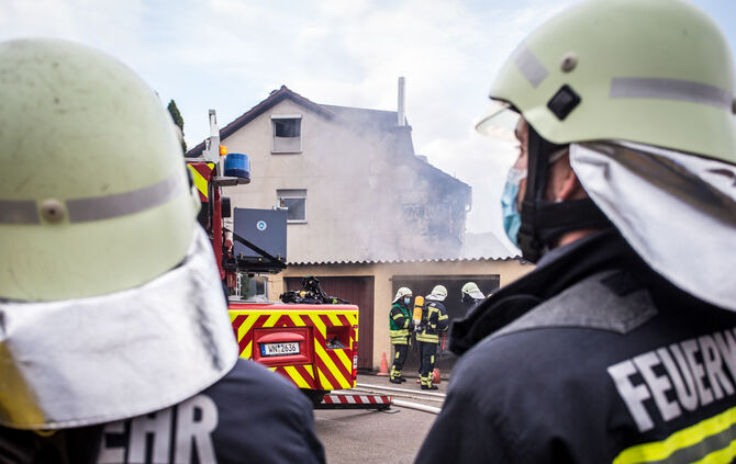 Brand, Schlesierweg, Waiblingen, 14.07.2020.