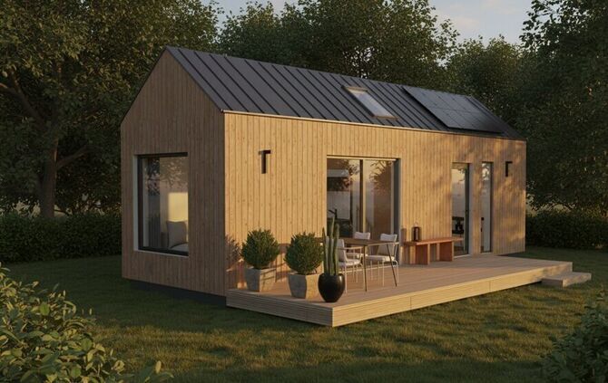 So soll eines der Tiny Häuser auf dem Grundstück in Leutenbach aussehen (Visualisierung).