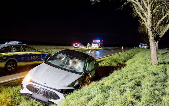 An der Unfallstelle in Leutenbach.