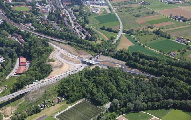 Die B14-Anschlussstelle Backnang/West.