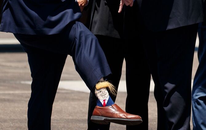 Socken mit dem Bildnis von US-Präsident Donald Trump