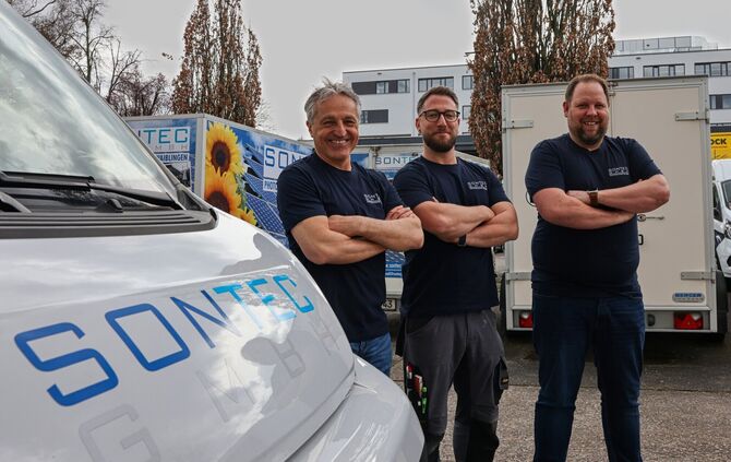 Die Solarförderung soll gestrichen werden. Was sagen die Geschäftsführer von Sontec, (v.l.n.r.: Aydin Ayanoglu, Tobias Neuerer,