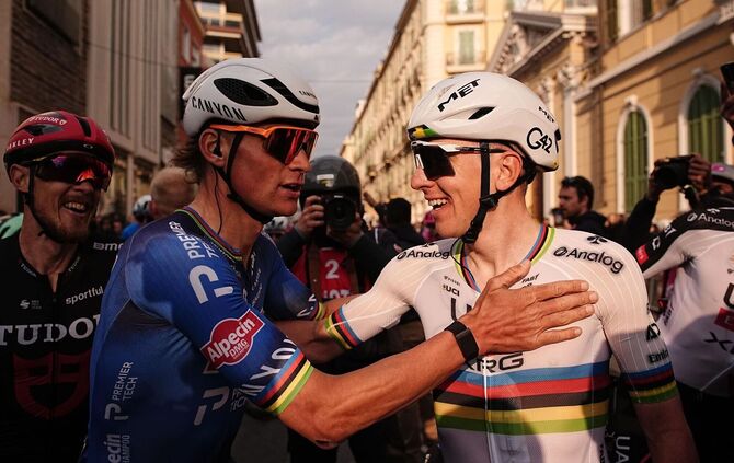 Mathieu van der Poel und Tadej Pogačar