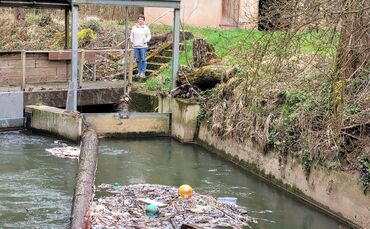 An der Hegnacher Mühle werden allerlei Dinge angeschwemmt. Hier mit Mühlen-Chefin Thea Scholz.