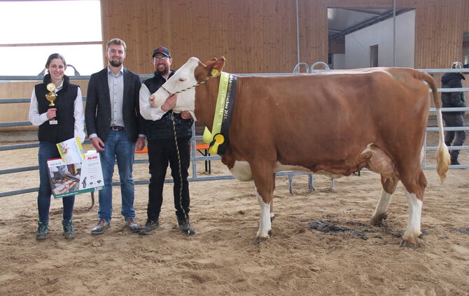 Das ist Brigitte. Sie kommt vom Petershaldenhof in Alfdorf-Pfahlbronn und ist die Gesamtsiegerkuh der diesjährigen Schau des Rin