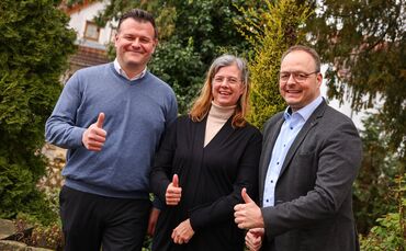 Florian Feirabend, Cornelia Kibgis, Björn Riker (v.l.n.r.) und Lucas Neddermann (nicht im Bild) ziehen gemeinsam an einem Strang