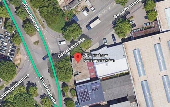 Die CDU-Kreisgeschäftsstelle in Waiblingen als "Eierhaus". Quelle: Google Maps vom 9. April 2026.