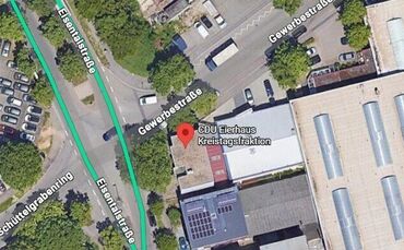 Die CDU-Kreisgeschäftsstelle in Waiblingen als "Eierhaus". Quelle: Google Maps vom 9. April 2026.