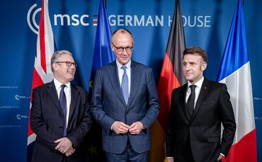Keir Starmer, Friedrich Merz, Emmanuel Macron (l-r.)