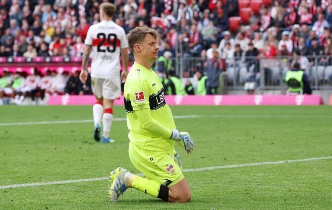 Schon wieder, denkt sich Alexander Nübel: Der VfB-Keeper kassierte drei Gegentore innerhalb sechs Minuten.