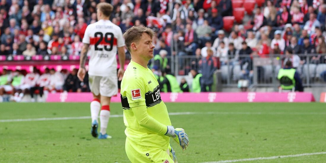 Schon wieder, denkt sich Alexander Nübel: Der VfB-Keeper kassierte drei Gegentore innerhalb sechs Minuten.