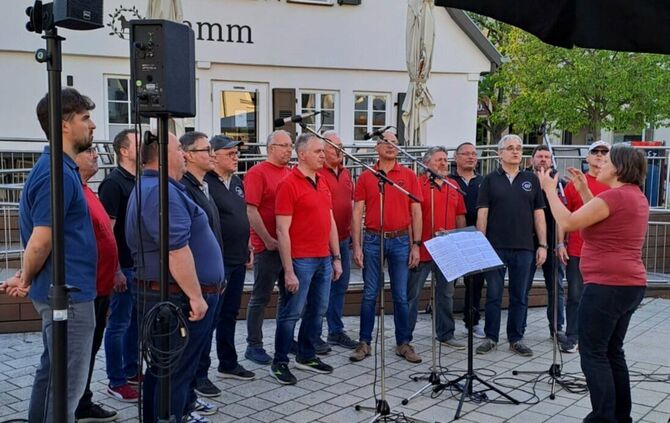 Die Sänger des MGV Leutenbach 07 sorgen mit einem kleinen Konzert für beste Unterhaltung.