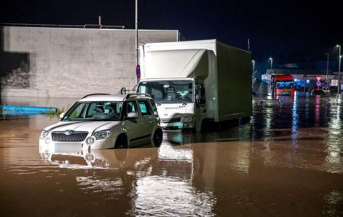 Hochwasser in Winnenden, am 3. Juni 2024. Hier: die Herzog-Philipp-Straße in Birkmannsweiler. (Archivfoto)