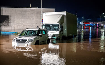 Hochwasser in Winnenden, am 3. Juni 2024. Hier: die Herzog-Philipp-Straße in Birkmannsweiler. (Archivfoto)