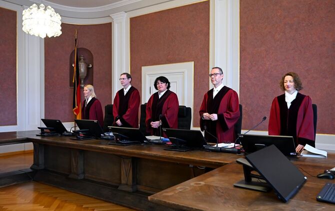 Der II. Senat des Bundesfinanzhofs, in der Mitte die Vorsitzende Richterin Franceska Werth.