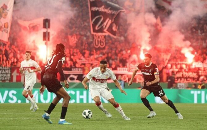 Jamie Leweling und der VfB Stuttgart stehen im Pokalfinale.