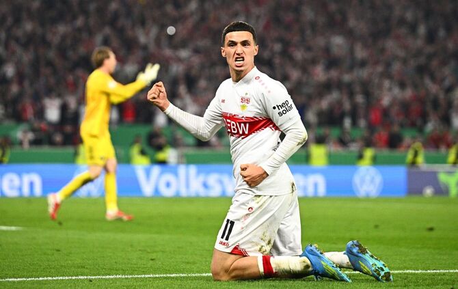 Musste sich während des Spiels auf dem Platz übergeben: Stuttgarts Bilal El Khannouss.