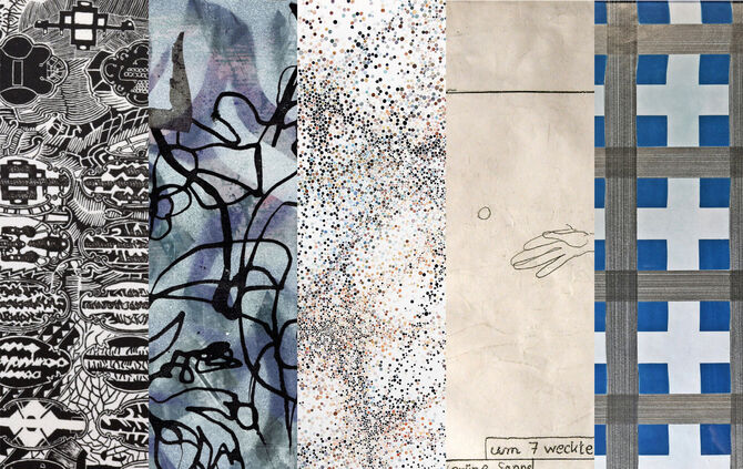 Ausstellung „Kritzel-Raster-Schlangenlinien" im Kunstverein Schorndorf.