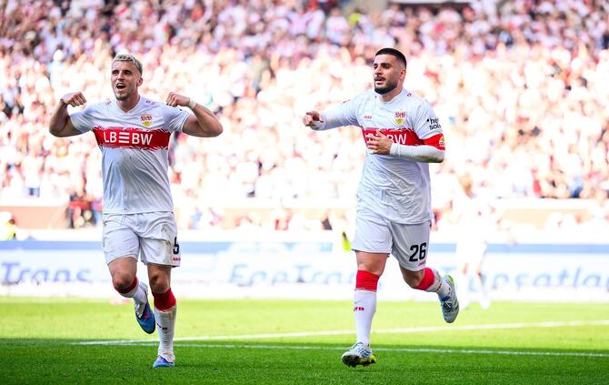 Ermedin Demirovic (l.) zeigte bei Stuttgarts Sieg gegen Leverkusen eine starke Leistung.