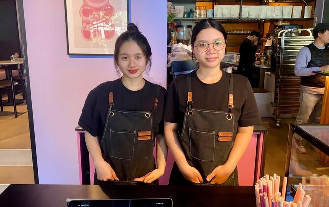 Zwei Mitarbeiterinnen des neuen Cafés "Omoi".