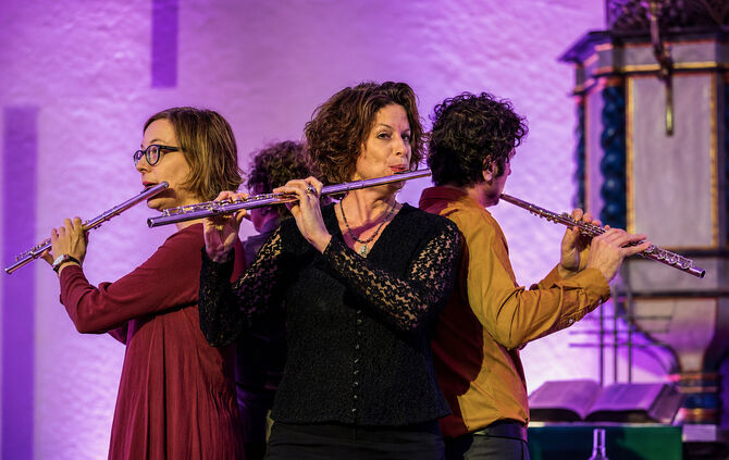 Das Kölner Querflötenensemble „VerQuer" spielt am 9. Juni in der Alten Kelter Strümpfelbach.