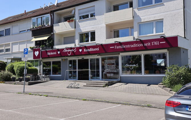 Die Filiale der Bäckerei "Mayers" an der Silcherstraße in Schorndorf. Hier gab es bis vor kurzem auch einen Tante-M-Laden als Se