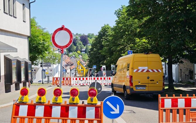 Baustelle in der Weingärtner Vorstadt in Waiblingen.