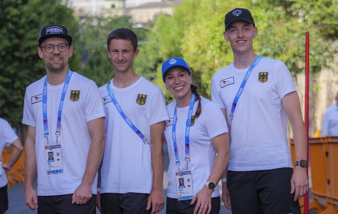 Das Erfolgs-Quartett der SV Winnenden (von links): Noah Sing, Silas Bauer, Mona Heller, und Maximilian Löw (hier bei der WM 2024