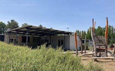 In diesem Containeranbau werden Grundschüler der Salier-Gemeinschaftsschule unterrichtet.