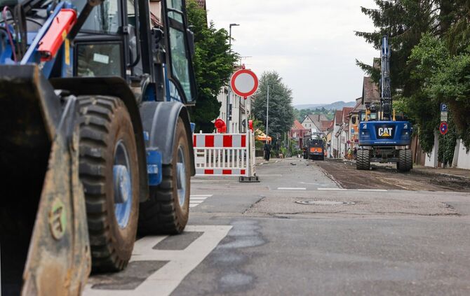 Baustelle in der Schmidener Straße (Archivfoto).