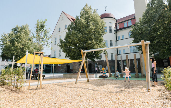 Auch in den Kindergärten, wie hier im Kinderhaus am Schlossgarten, fehlen Klimaanlagen.