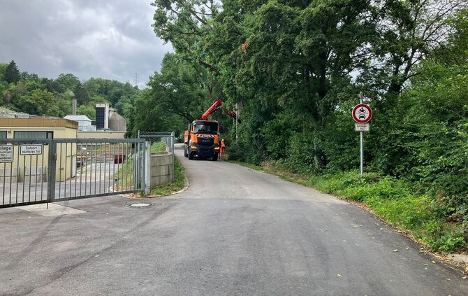 Arbeiten an der Rems auf Höhe der Kläranlage am Mittwoch, 1. Juli 2026.