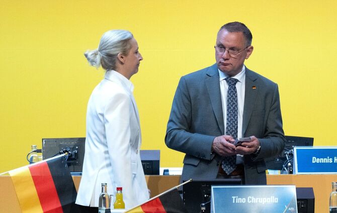 Für Alice Weidel lief die Wiederwahl zur Bundesvorsitzenden etwas besser als für den Co-Vorsitzenden, Tino Chrupalla.