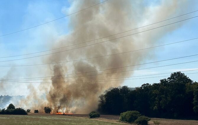 Bundesstraße wegen Flächenbrand nahe Karlsruhe gesperrt
