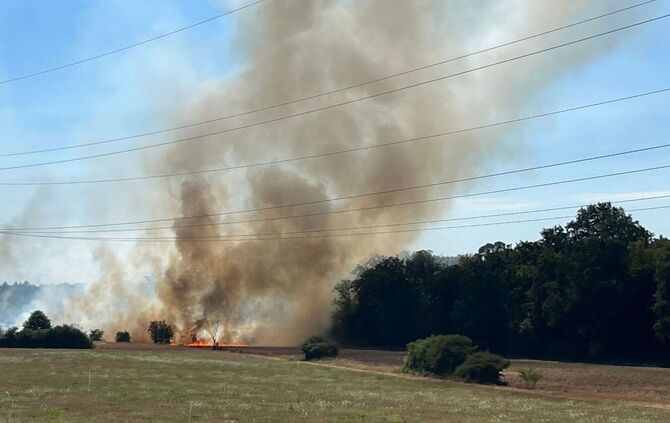 Flächenbrand südlich von Karlsruhe