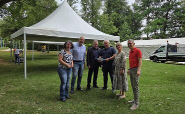 Freuen sich auf den Sommerempfang: Nicole Müller (HGV), Christian Butschkau (HGV), Karl-Thomas Starke (Wirtschaftsforum), Uwe Le
