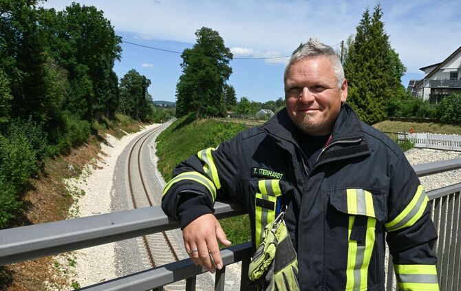 Feuerwehrmänner nach Einsatz Zugunglück Riedlingen