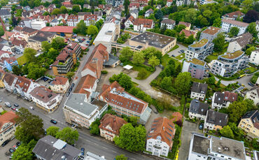 Die ehemaligen Remstal-Werkstätten an der Oppenländerstraße aus der Luft.