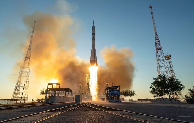 Sojus-Rakete auf dem Weg zur ISS