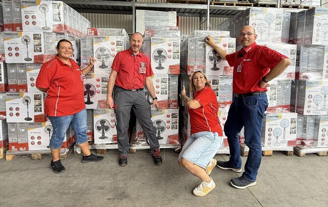Dem Toom-Markt in Schorndorf ist es über Umwege gelungen, zwei volle Lastwagen mit Ventilatoren zu ordern.