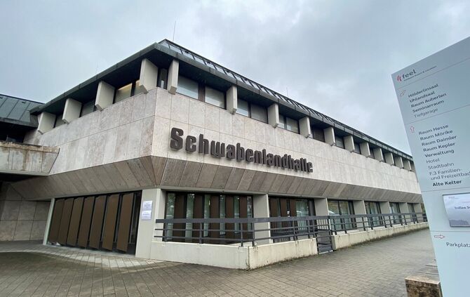 Der Starkregen führte zu Wassereintritt in der Schwabenlandhalle.
