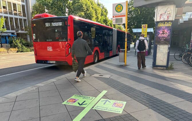 Die SEV-Haltestelle Schwabstraße in Stuttgart-West. In diesem Jahr dauert die Stammstreckensperrung acht Wochen.