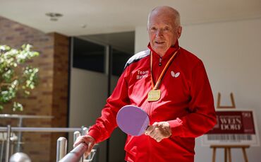 Walter Böhm (88), Deutscher Meister im Tischtennis-Doppel Senioren 85.