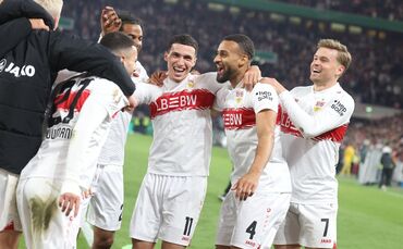Bilal El Khannouss (Mitte) ist einer der Kandidaten, der den VfB in diesem Sommer verlassen könnte.