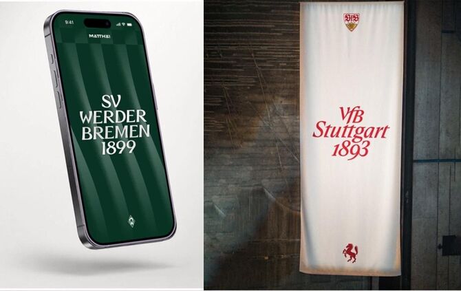 Links das neue Design von Werder Bremen, rechts das schon bestehende Design des VfB Stuttgart.