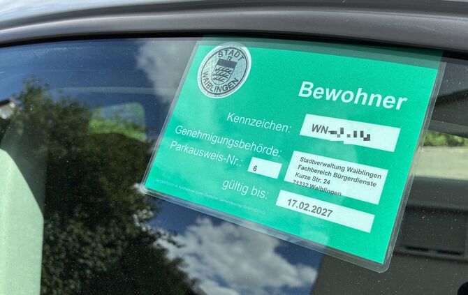 Ein Bewohnerparkausweis in Waiblingen.